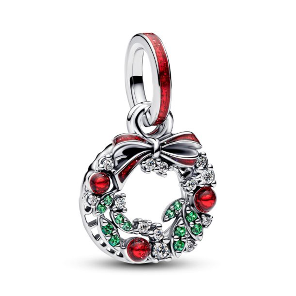 Pandora Holiday Wreath Double Dangle Charm