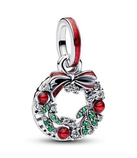 Pandora Holiday Wreath Double Dangle Charm