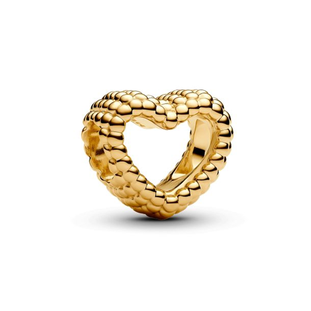 Pandora Moments Beaded Open Heart Gold-Plated Charm