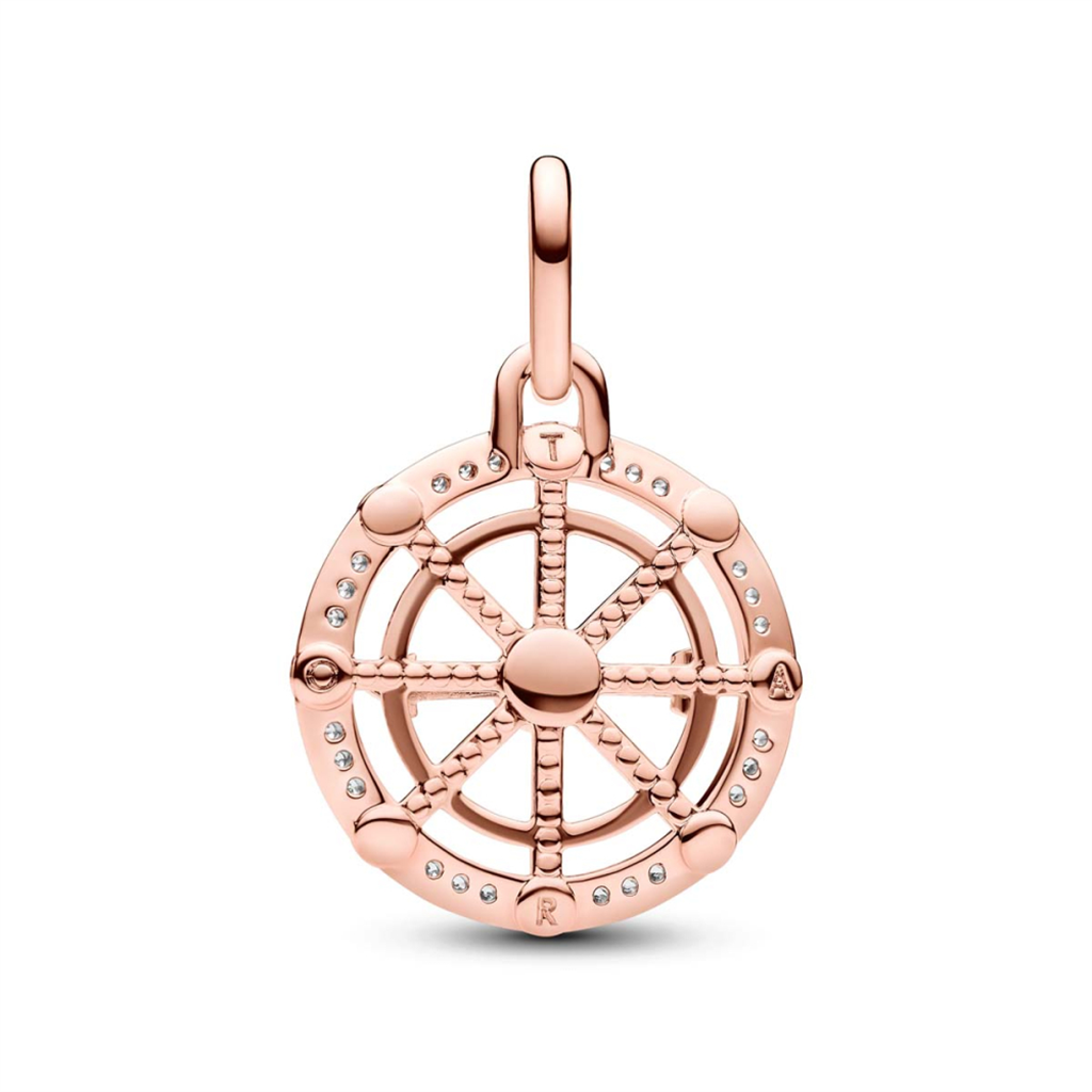 Pandora ME 14K Rose Gold Plated Spinning Wheel Medallion