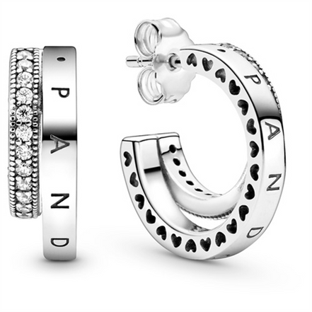 Pandora Signature Pave Double Hoop Earrings