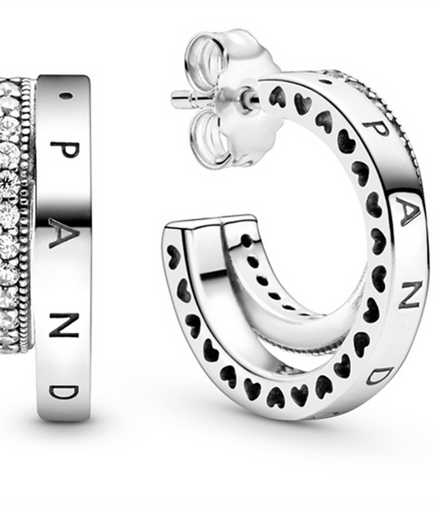Pandora Signature Pave Double Hoop Earrings
