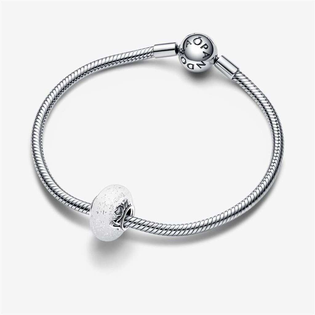 Pandora Moments Glittery White Murano Glass Mom & Love Charm