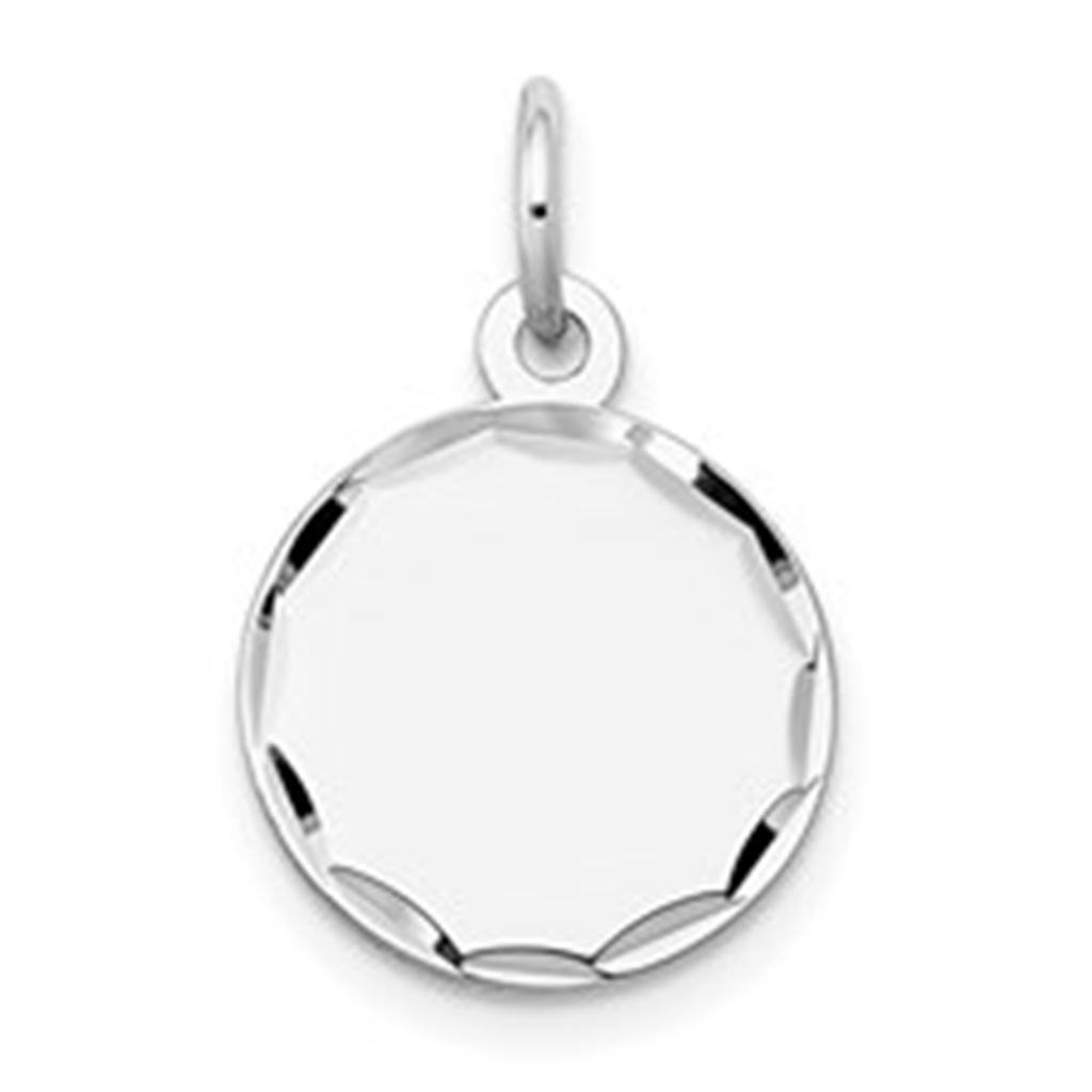Engravable14K White Gold 0.13 Gauge Disc Charm