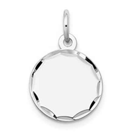 Engravable14K White Gold 0.13 Gauge Disc Charm