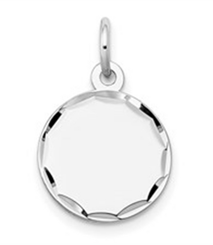 Engravable14K White Gold 0.13 Gauge Disc Charm