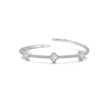 Lafonn 2.40 CTW Simulated Diamond and Mother Of Pearl Flexible Station Tennis Bracelet