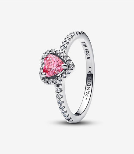 Pandora Timless Elevated Pink Heart Ring Size 7