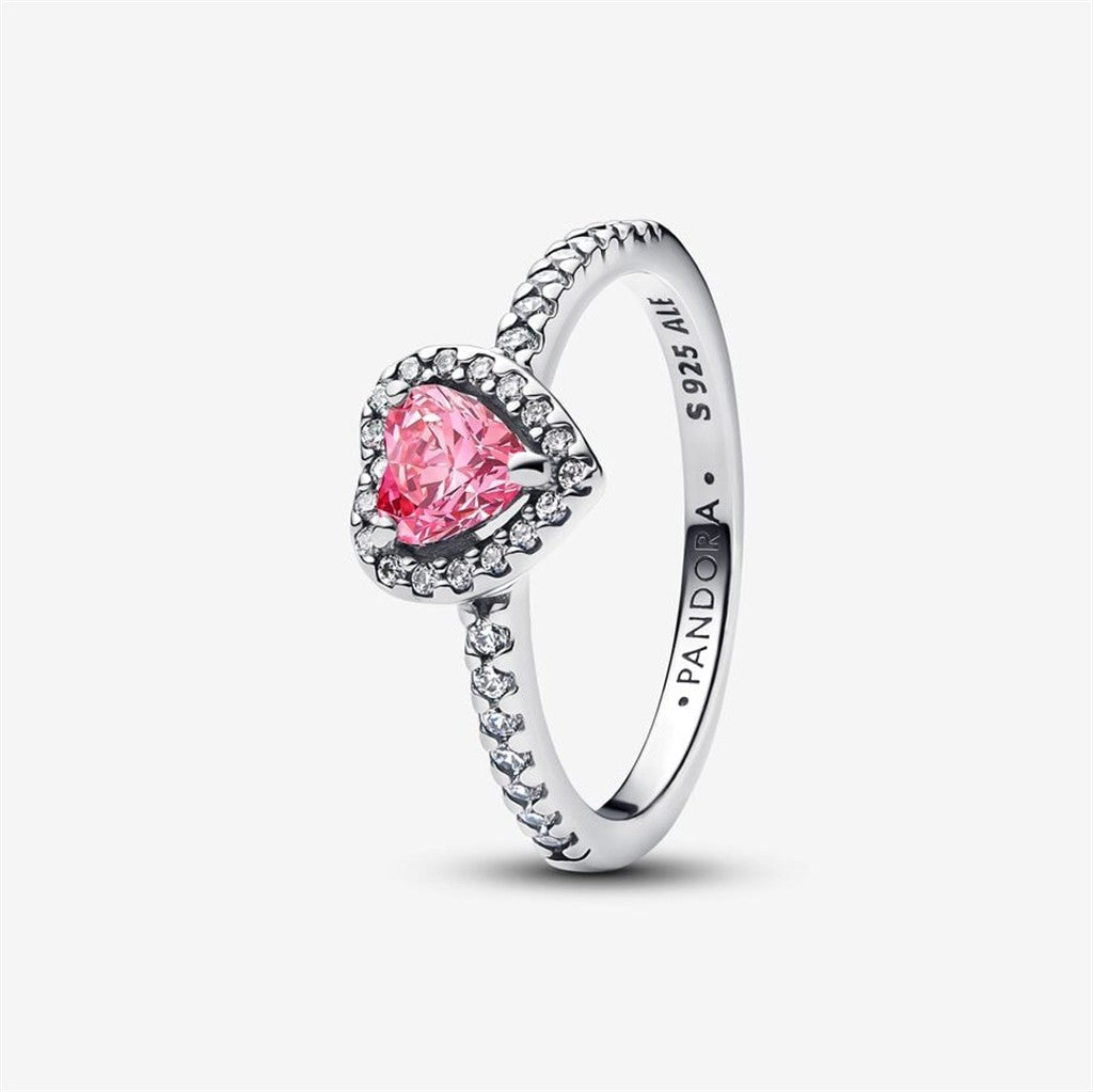 Pandora Timless Elevated Pink Heart Ring Size 7
