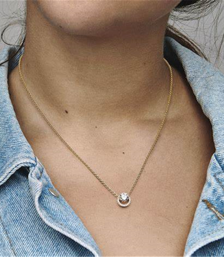 Pandora Timeless Sparkling Round Halo Pendant Collier Necklace