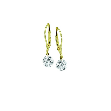 14K Yellow Gold Lab Grown 2 CT Diamond Solitaire Drop Hoop Earrings