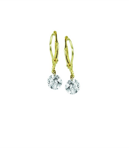 14K Yellow Gold Lab Grown 1 CT Diamond Drop Hoop Earrings