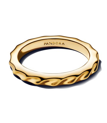 Pandora Essence Rippled Band Gold-Plated Ring Size 7.5