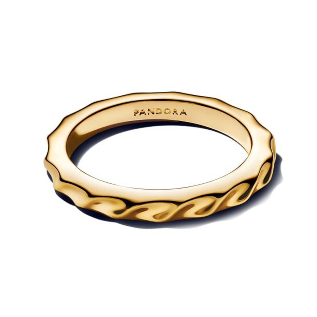 Pandora Essence Rippled Band Gold-Plated Ring Size 7.5