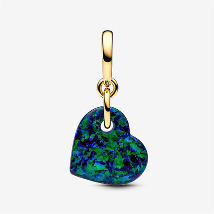 Pandora Moments Opalescent Green Heart Dangle Charm