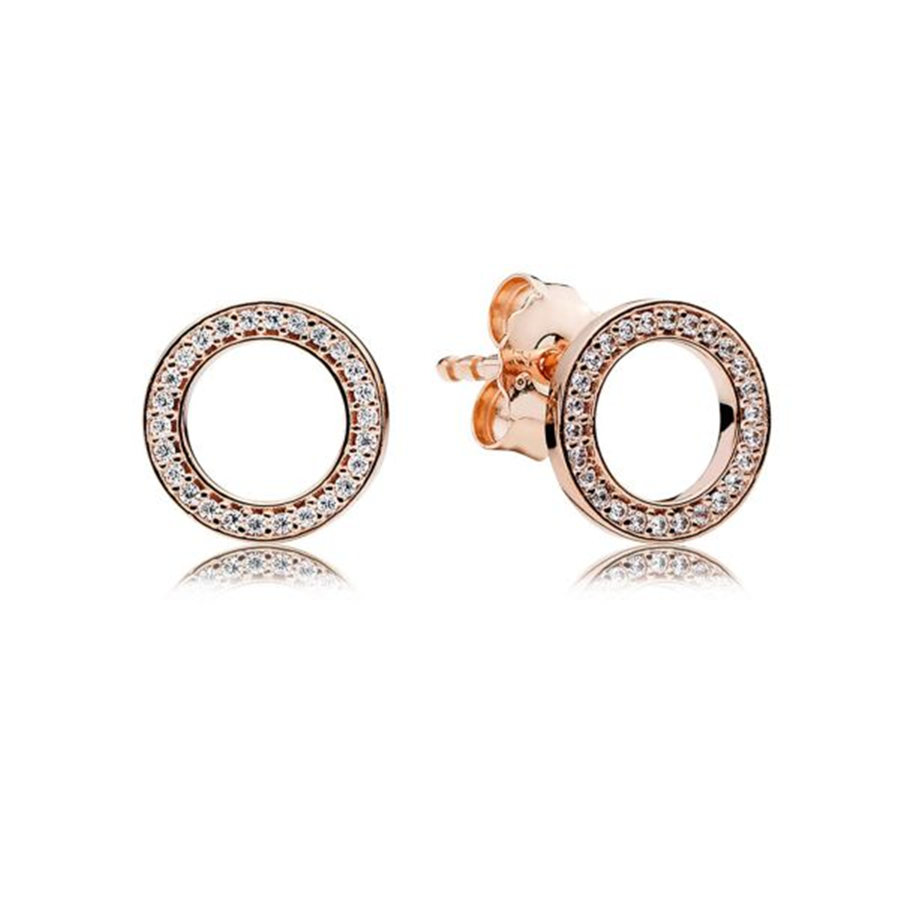 Pandora Timeless Rose Sparkling Cicrle Stud Earrings