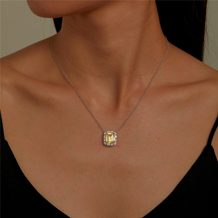 Lafonn 6.66 CTW Simulated Diamond Emerald Cut Halo Necklace
