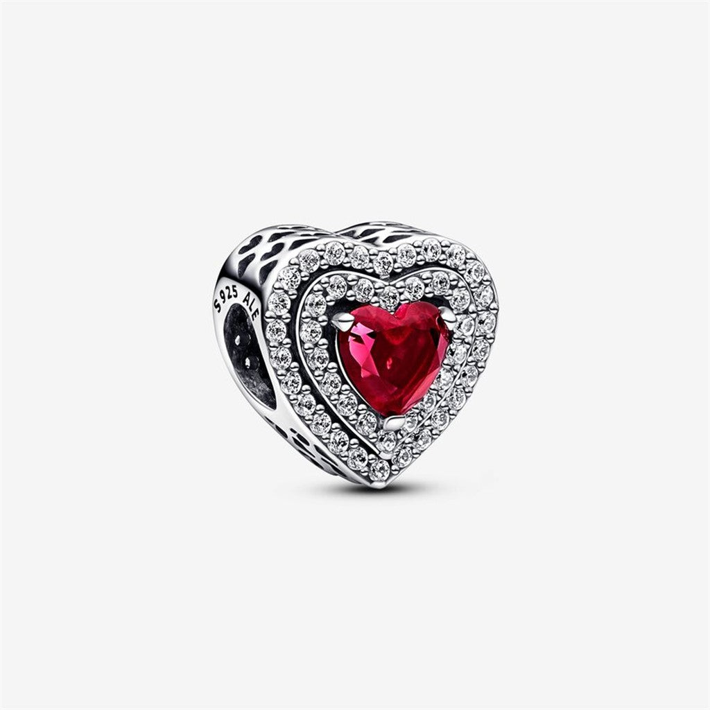 Pandora Timeless  Red Sparkling Levelled Heart Charm