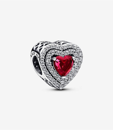 Pandora Timeless  Red Sparkling Levelled Heart Charm