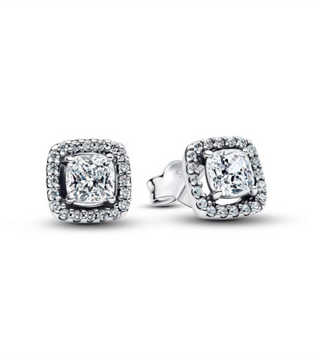 Pandora Square Halo Stud Earrings