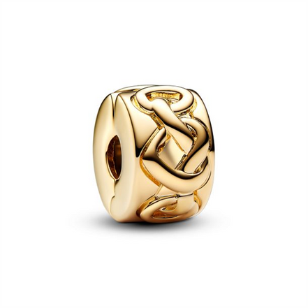 Pandora Moments Knotted Hearts Clip Gold-Plated Charm