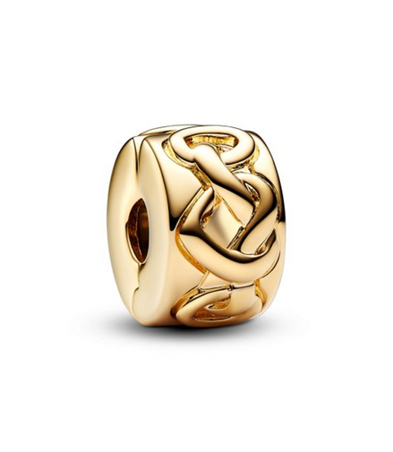 Pandora Moments Knotted Hearts Clip Gold-Plated Charm