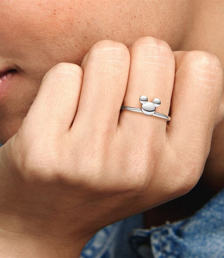 Pandora Disney Mickey Mouse Silver Silhouette Ring 4.5