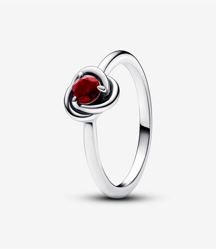 Pandora Moments January Red Eternity Circle Ring Size 6