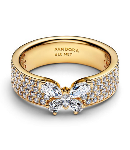 Pandora Sparkling Butterfly Bold Gold-Plated Ring Size 6