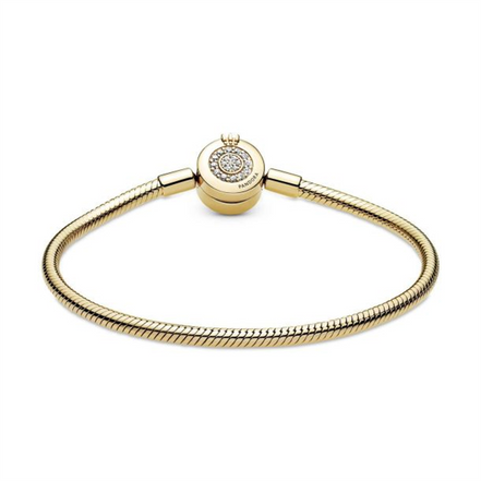 Pandora Sparkling Crown O Snake Chain Bracelet Size 17