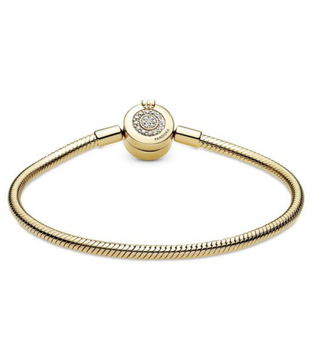 Pandora Sparkling Crown O Snake Chain Bracelet Size 19
