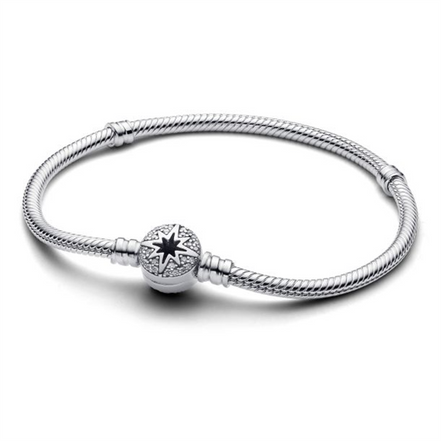 Pandora North Star Clasp Snake Chain Bracelet Size 17