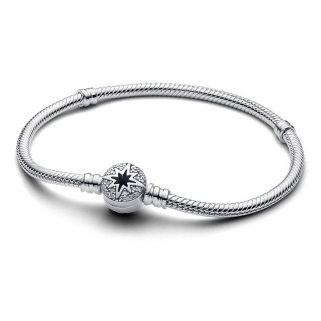 Pandora North Star Clasp Snake Chain Bracelet Size 17