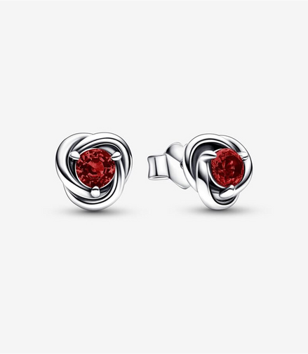 Pandora Moments January Red Eternity Circle Stud Earrings