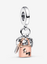 Pandora Moments Two-Tone Key, Padlock & Heart Triple Dangle Charm