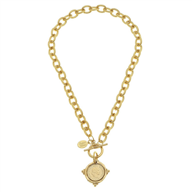 Susan Shaw Coin Toggle Necklace