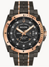 Bulova Men's Icon Precisionist Rose Gold Tone Black Diamond Dial Watch