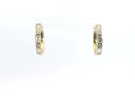 14K Yellow Gold And 0.83 CTW Diamond Bezel Set Hoop Earrings