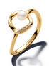 Pandora Essence Organically Shaped Pavé Circle & Cultured Pearl Gold-Plated Ring Size 6