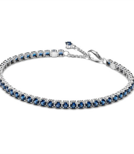Pandora Sparkling Blue Tennis Bracelet Size 18