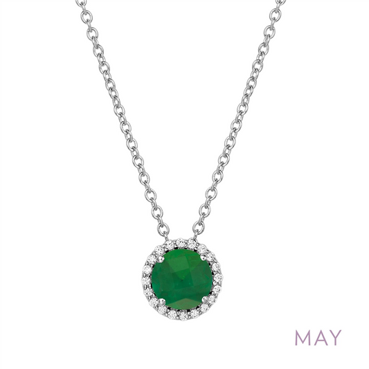 Lafonn 1.05 CTW Simulated Diamond And Emerald May Birthstone Necklace
