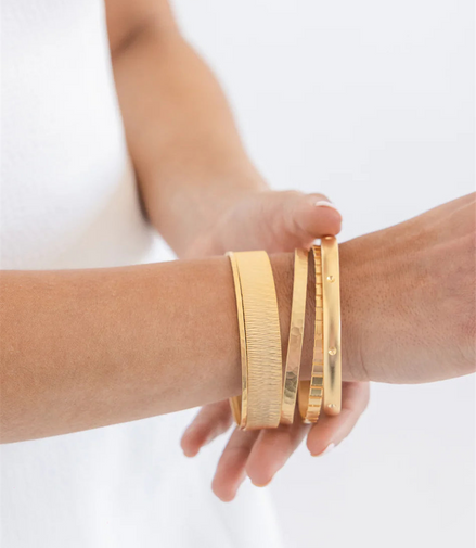 Susan Shaw 24K Triple Gold Plated Laudomia Bangle Set - Set Of 5