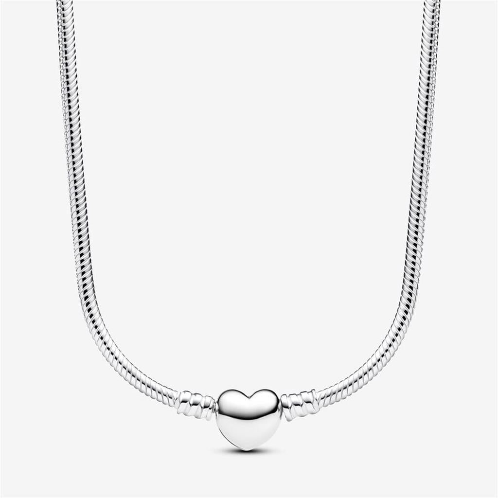 Pandora Moments Heart Clasp Snake Chain Necklace 45"