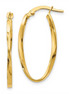 Ladies 14K Yellow Gold Twisted Oval Hoop Earrings