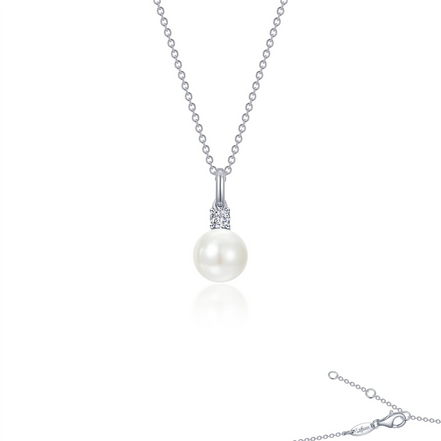 Lafonn 0.11 CTW Simulated Diamond and Cultured Freshwater Pearl Necklace