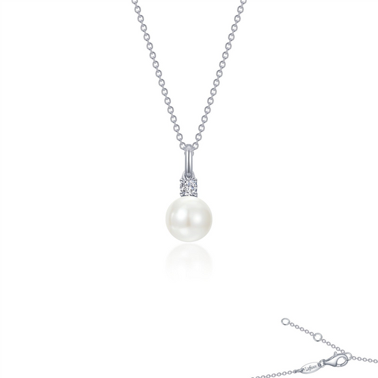 Lafonn 0.11 CTW Simulated Diamond and Cultured Freshwater Pearl Necklace