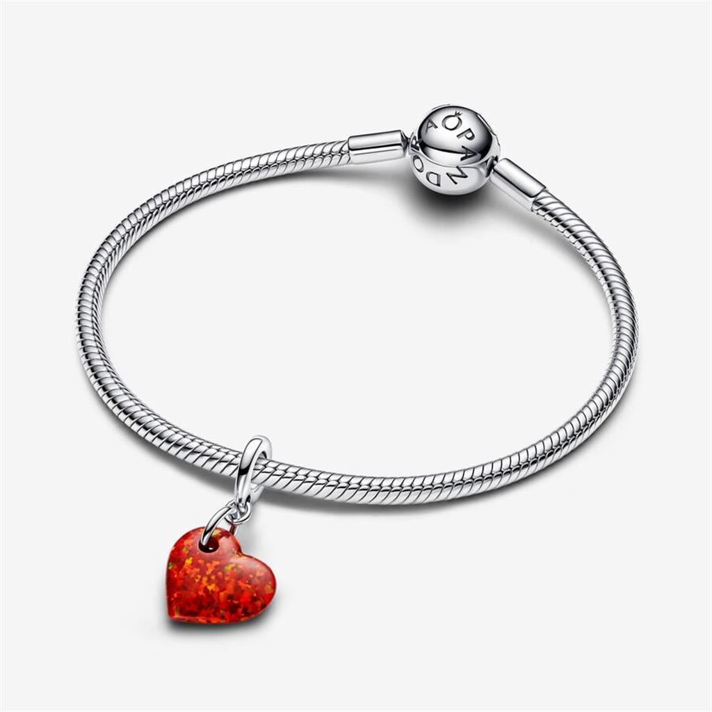 Pandora Moments Opalescent Red Heart Dangle Charm