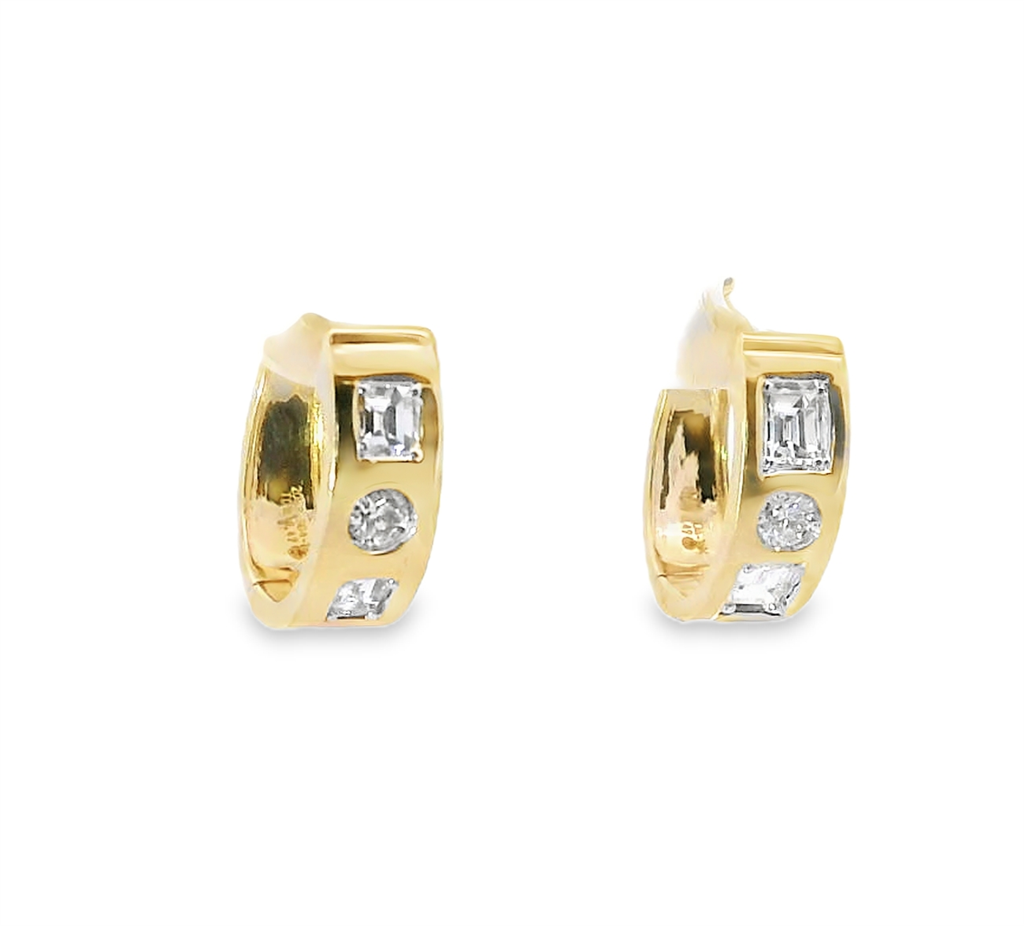 14K Yellow Gold and 0.49 CTW Diamond Hoop Earrings