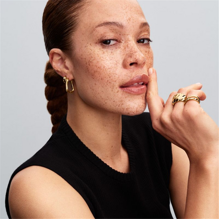 Pandora Essence 14K Gold Plated Rippled Open Hoop Earrings