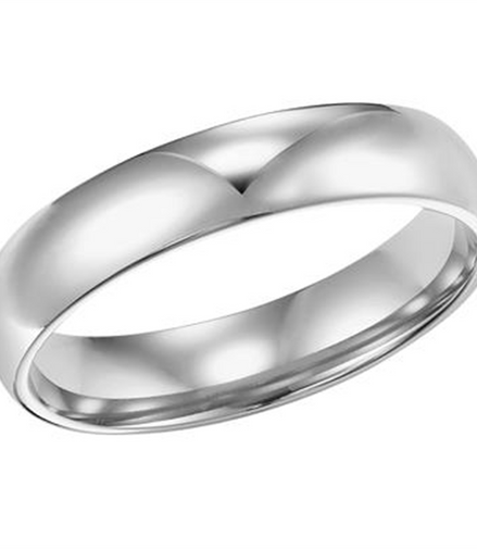 Low Dome 14K White Gold 4MM  Comfort Fit Plain Wedding Band Size 9